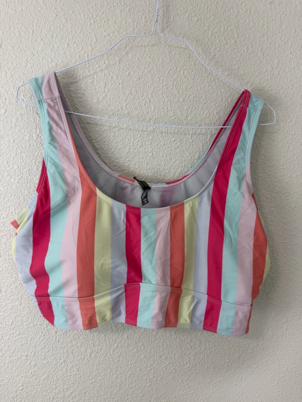 Torrid Wireless Scoop Bikini Top Striped Pastel Swim Sz 4X